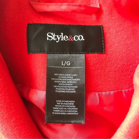Style & Co Wool Coat Retro Red Size Large - Picture 8 of 8